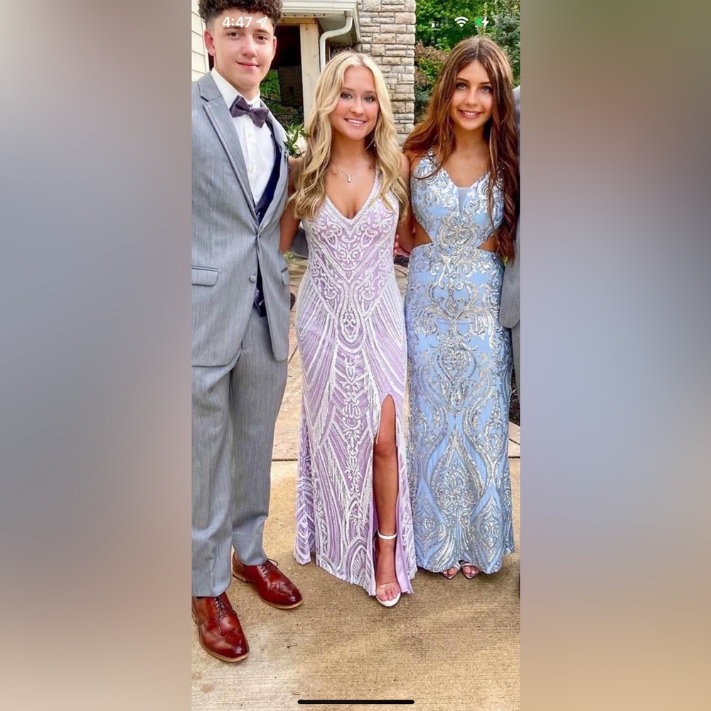 Purple prom dress with pearl beading! Worn once!